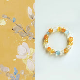 Haiyan | Yellow Amber, Aquamarine & Clear Quartz Bracelet – Clarity & Calm